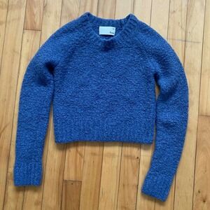 Wilfred Free Blue Textured Knit Cropped Sweater XXS